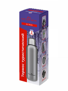 Термос туристический 2 литра для чая металлический с кружкой и ситечком Огонек OG-TRD06